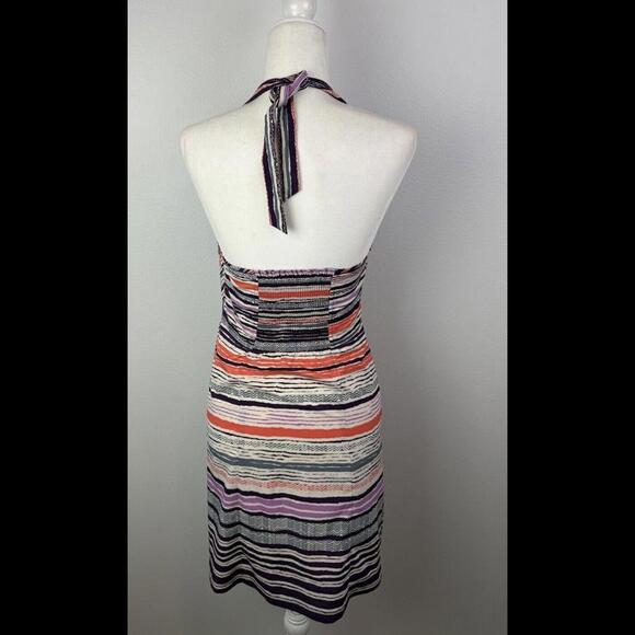 Athleta Womens Sz 8 Purple Geometric Tie Neck Halter Pack Everywhere Dress - Picture 6 of 9